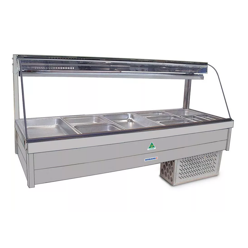 Roband Curved Glass Refrigerated Display Bar, 12 pans
