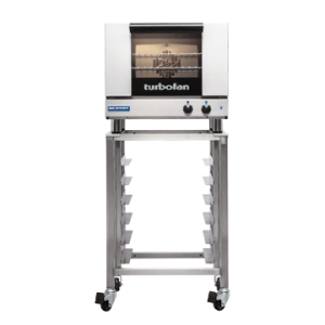 Turbofan E22M3 - Half Size Tray Manual Electric Convection Oven on a Stainless Steel Stand