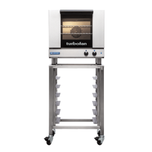 Turbofan E23M3 - Half Size Tray Manual Electric Convection Oven on a Stainless Steel Stand