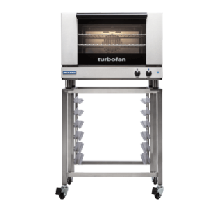 Turbofan E27M3 - Full Size Tray Manual Electric Convection Oven on a Stainless Steel Stand