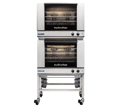 Turbofan E28M4/2C - Full Size Tray Manual Electric Convection Ovens Double Stacked With Castor Base Stand
