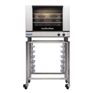 Turbofan E28M4 and SK2731 Stand - Full Size Tray Manual / Electric Convection Oven on a Stainless Steel Stand