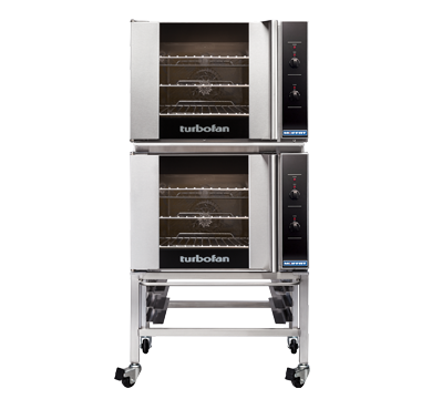 Turbofan E30M3/2 - Double Stacked - GN 1/1 Manual / Electric Convection Ovens Double Stacked on a Stainless Steel Base Stand