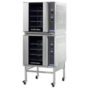 Turbofan E32D4/2C - Full Size Tray Digital Electric Convection Ovens Double Stacked With Castor Base Stand