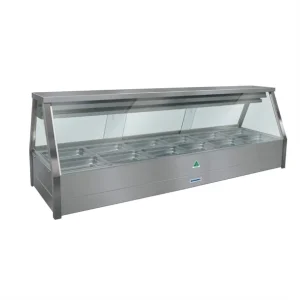 Roband Straight Glass Refrigerated Display Bar - Piped and Foamed only (no motor), 12 pans