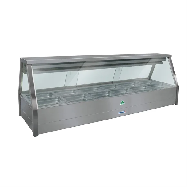 Roband Straight Glass Refrigerated Display Bar - Piped and Foamed only (no motor), 12 pans