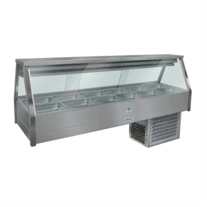 Roband Straight Glass Refrigerated Display Bar, 12 pans
