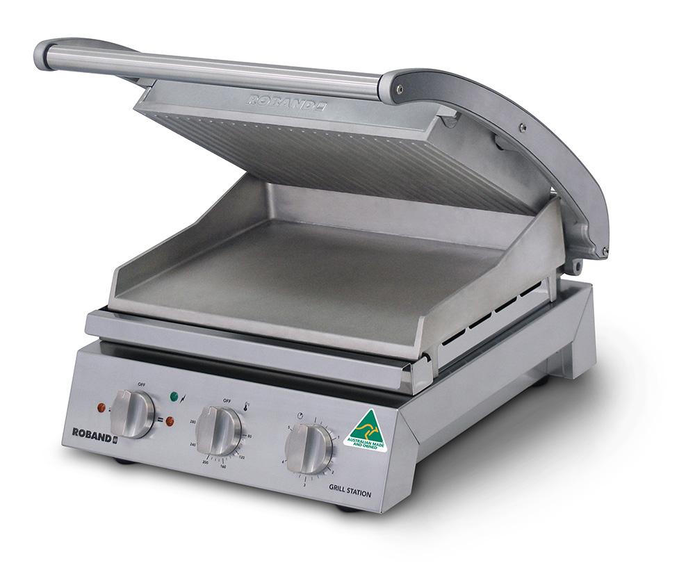 Roband Grill Station 6 slice, ribbed top plate, 9.6 Amp