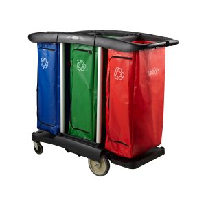 Triple Capacity Cleaning Cart Black 1300x575x1115mm