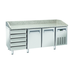 Saltas MPB0026 Marble Top Pizza Fridge with Ambient Drawers