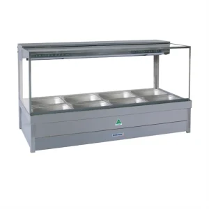 Roband Square Glass Hot Food Display Bar, 4 pans double row