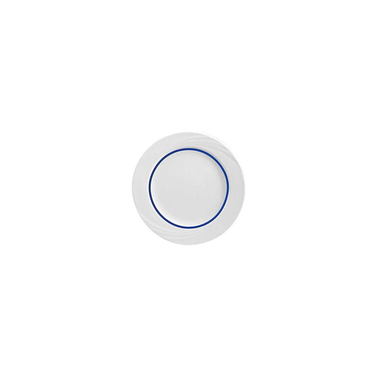 Donna Senior Decor Round Flat Rim Plate with Dark Blue Narrow Band 160mm