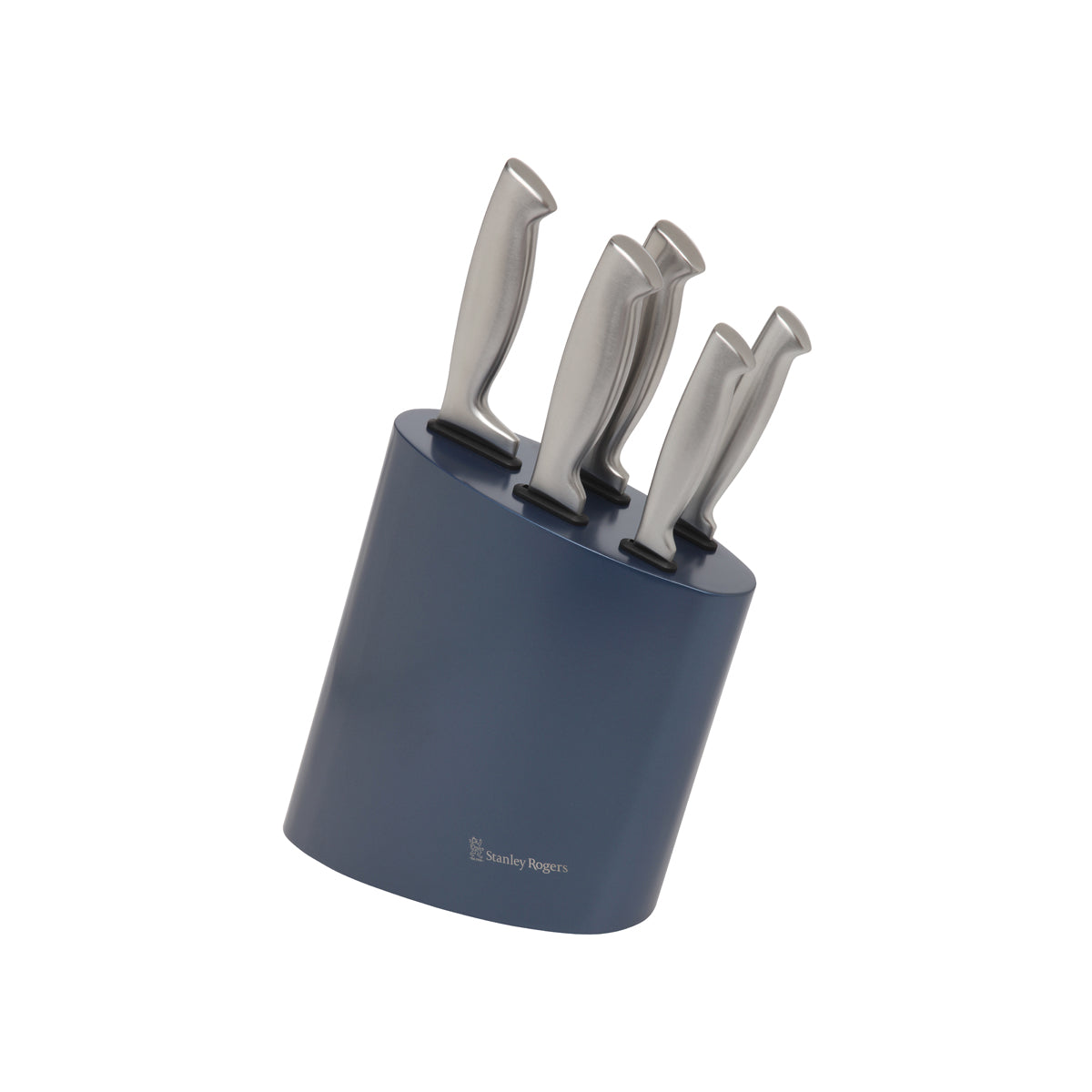 Modern Steel Metallic Baltic Blue 6pc Knife Block Set
