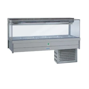 Roband Square Glass Refrigerated Display Bar, 12 pans
