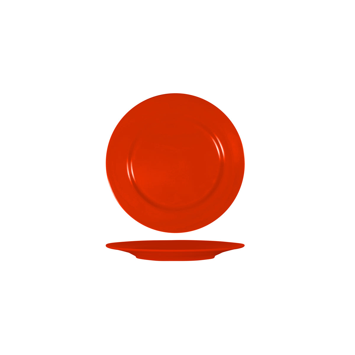 Red Round Plate with Flat Rim 165mm