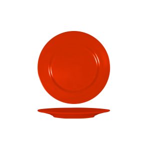 Red Round Plate with Flat Rim 230mm