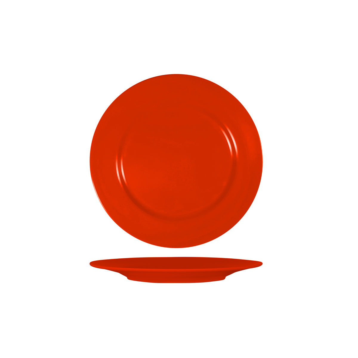 Red Round Plate with Flat Rim 230mm