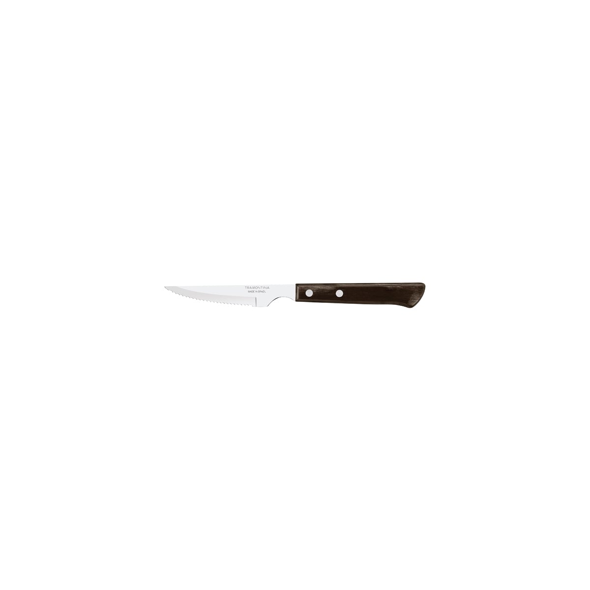 Churrasco Steak Knife Serrated Narrow Blade with Polywood Handle Brown 102mm