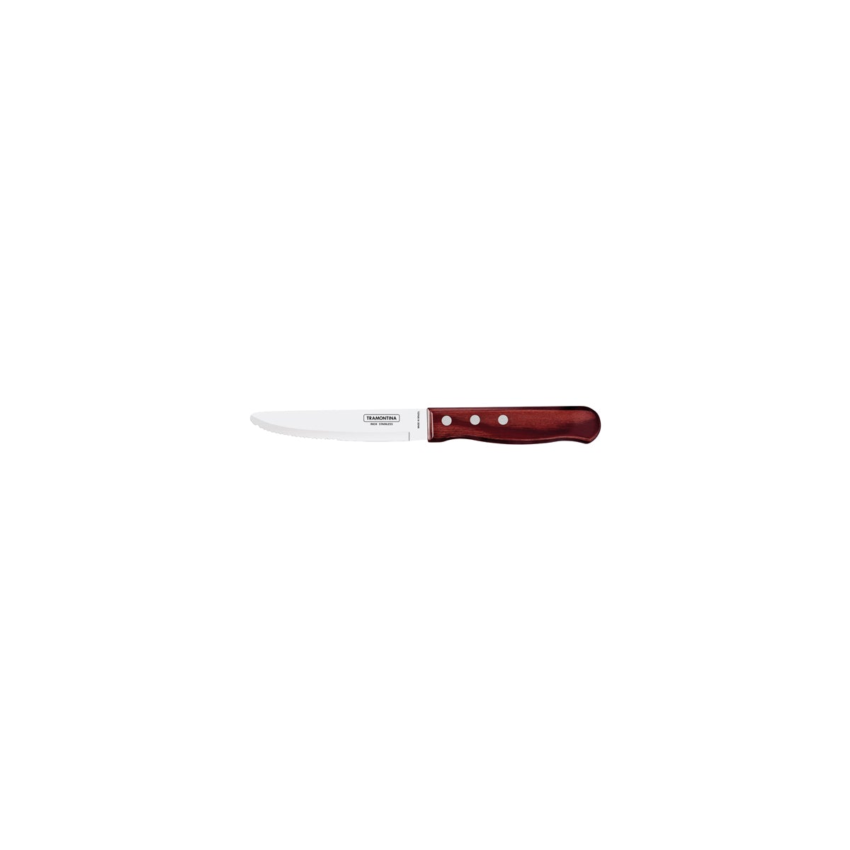 Churrasco Steak Knife Serrated Wide Blade with Polywood Handle Red 127mm