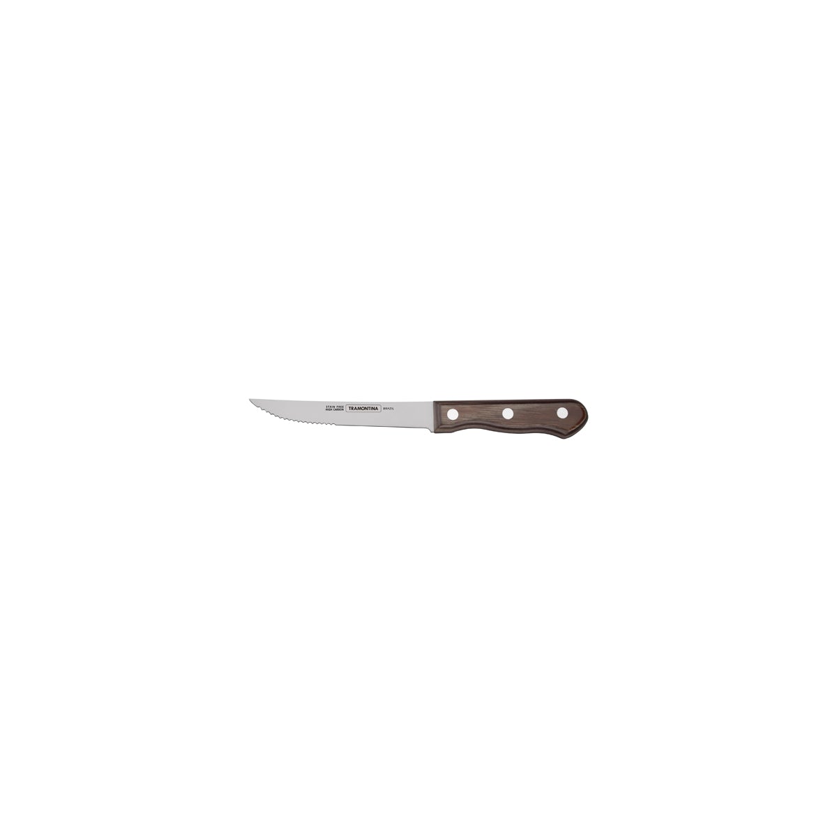 Churrasco Steak Knife Jumbo Serrated Narrow Blade with Polywood Handle Brown 127mm