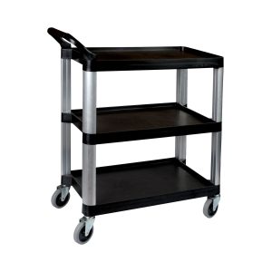 CaterRax Black Utility Trolley - 3 Shelf, One Handle