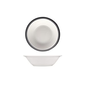 Australian Fine China Flinders Healthcare Cru Black Line Oatmeal Bowl