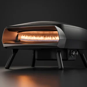Etna Rotante 16" Gas Pizza Oven w/ Twin Burner & Rotating Stone - Black