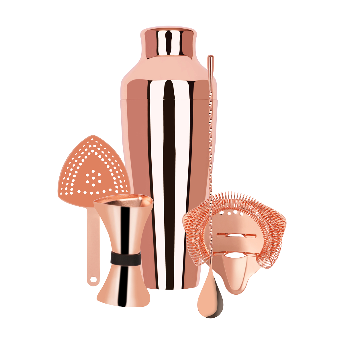Cocktail Set 5pc Rose Gold