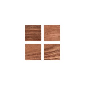 Square Coaster Natural Acacia 4pc Set 90x90x5mm