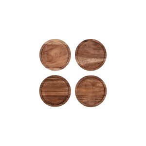 Round Coaster Natural Acacia 4pc Set 100x12mm