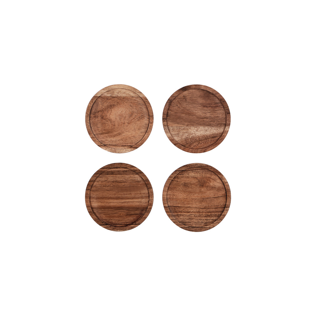 Round Coaster Natural Acacia 4pc Set 100x12mm