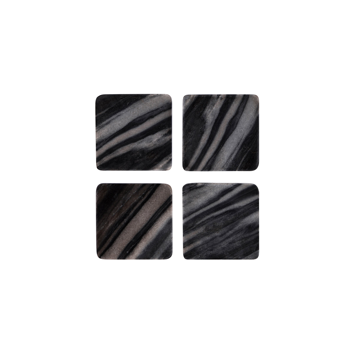 Square Coaster Dark Grey Marble 4pc Set 100x100x15mm