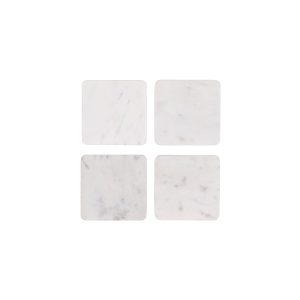 Square Coaster White Marble 4pc Set 100x100x15mm