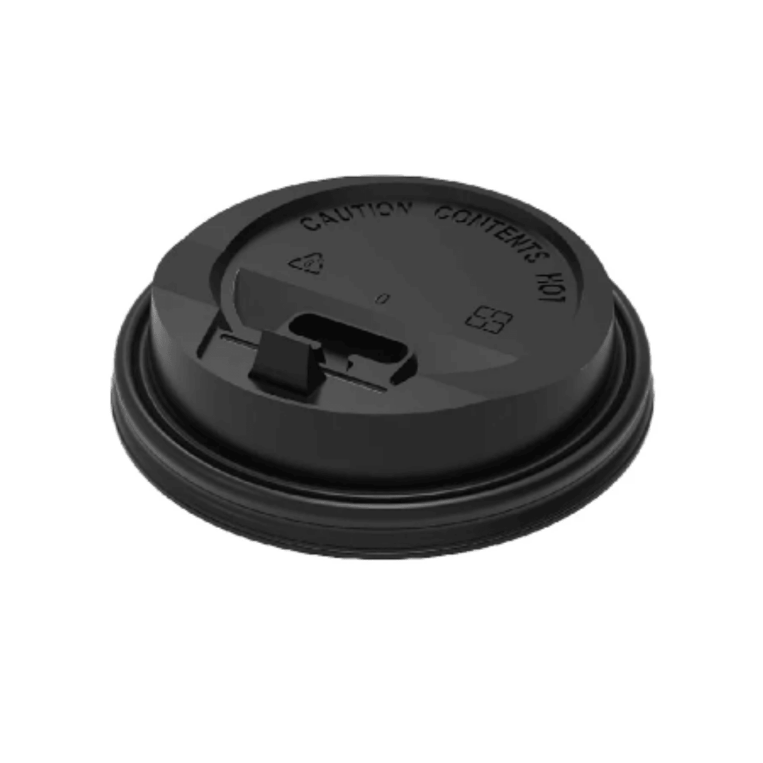 PakMax BLACK 80mm PS Plastic Coffee Cup Enclosure Lid - PSEL-80BK-LID