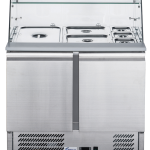 FED-X Two Door Salad Prep Fridge with Glass Top - XS900GC